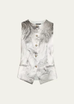 Giorgio ArmaniWatercolor-Print Slim Waistcoat