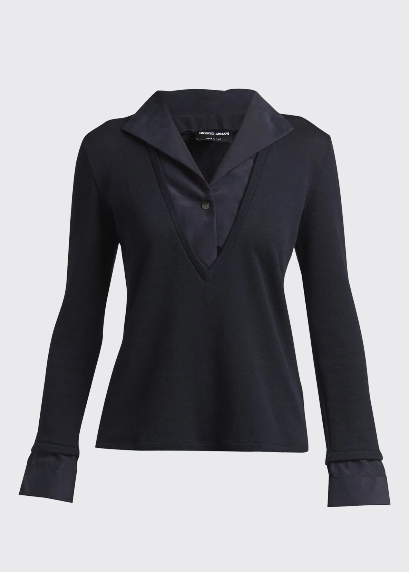 Giorgio ArmaniWool Trompe L'oeil V-Neck Top