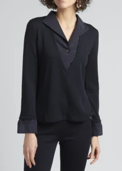 Giorgio ArmaniWool Trompe L'oeil V-Neck Top