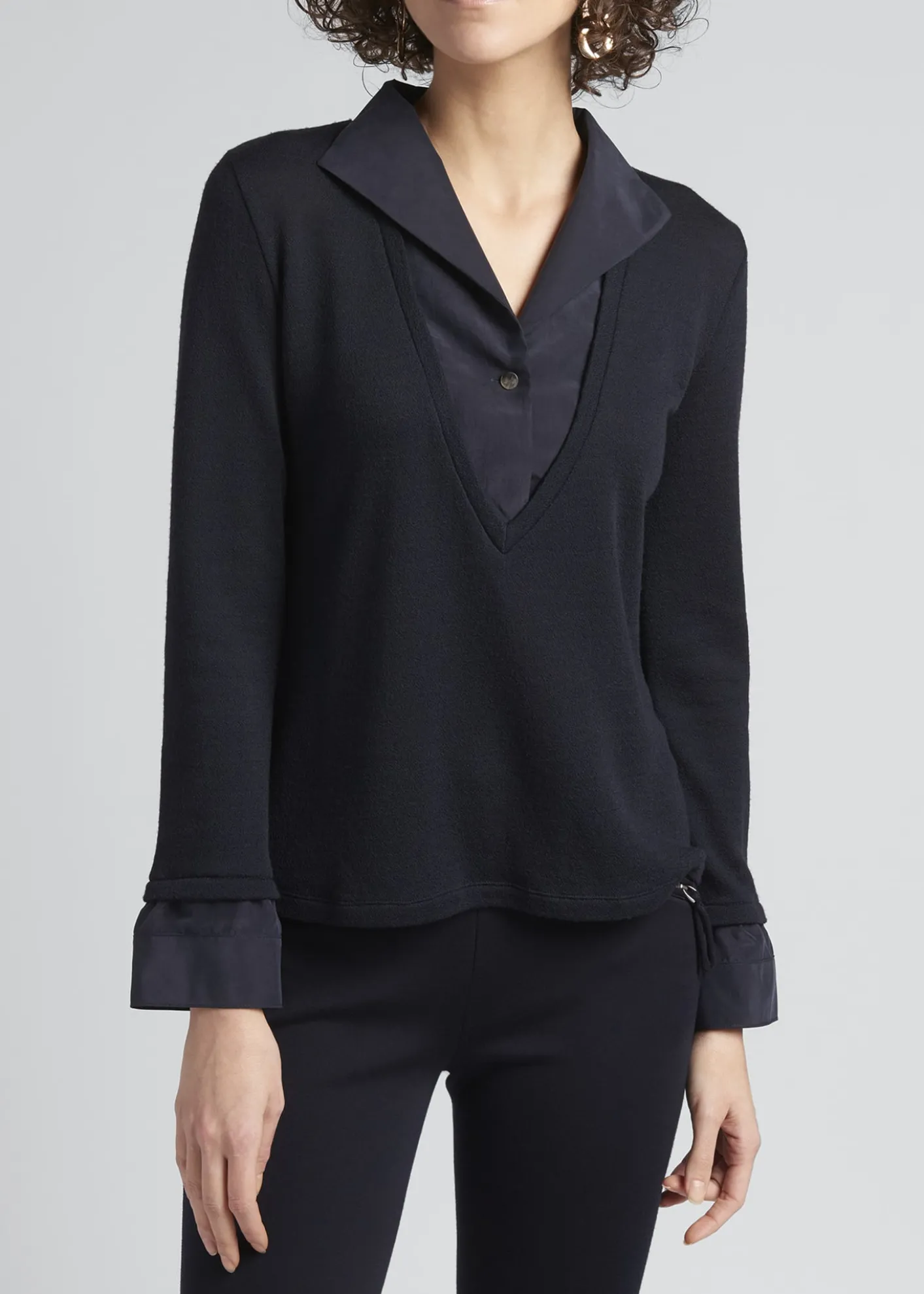 Giorgio ArmaniWool Trompe L'oeil V-Neck Top