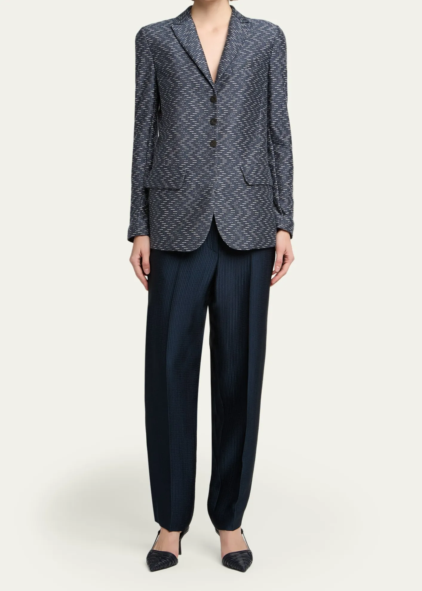 Giorgio ArmaniZigzag Jacquard Cashmere Single-Breasted Jacket