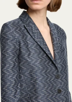 Giorgio ArmaniZigzag Jacquard Cashmere Single-Breasted Jacket