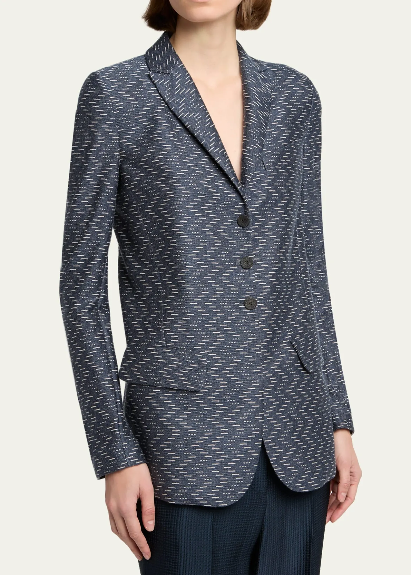 Giorgio ArmaniZigzag Jacquard Cashmere Single-Breasted Jacket