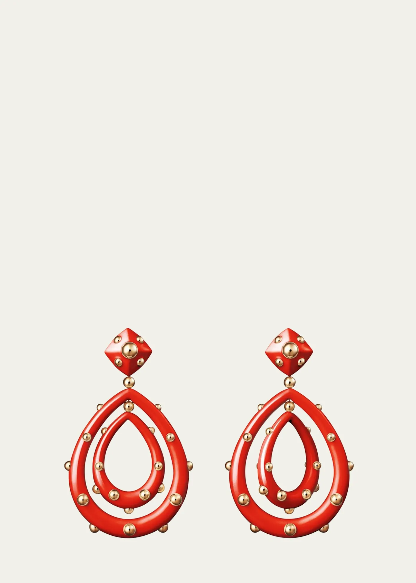 GIORGIO BMedium 18K Rose Gold Goccia Earrings with Coral Enamel