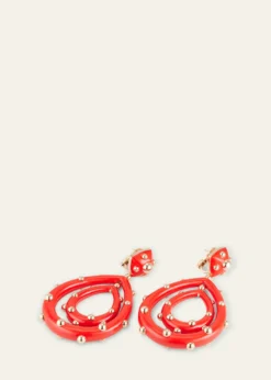 GIORGIO BMedium 18K Rose Gold Goccia Earrings with Coral Enamel