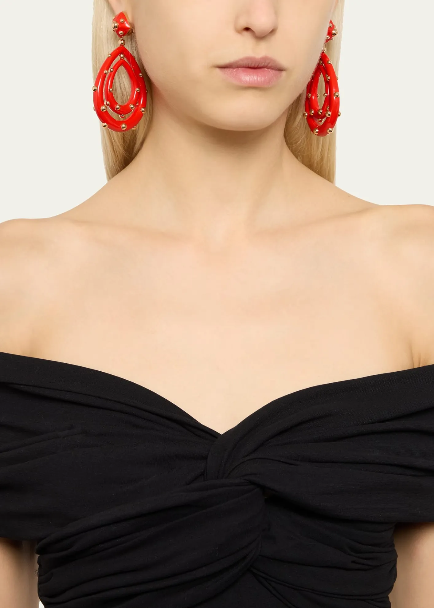 GIORGIO BMedium 18K Rose Gold Goccia Earrings with Coral Enamel