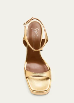 Giuseppe ZanottiMetallic Leather Block-Heel Platform Sandals