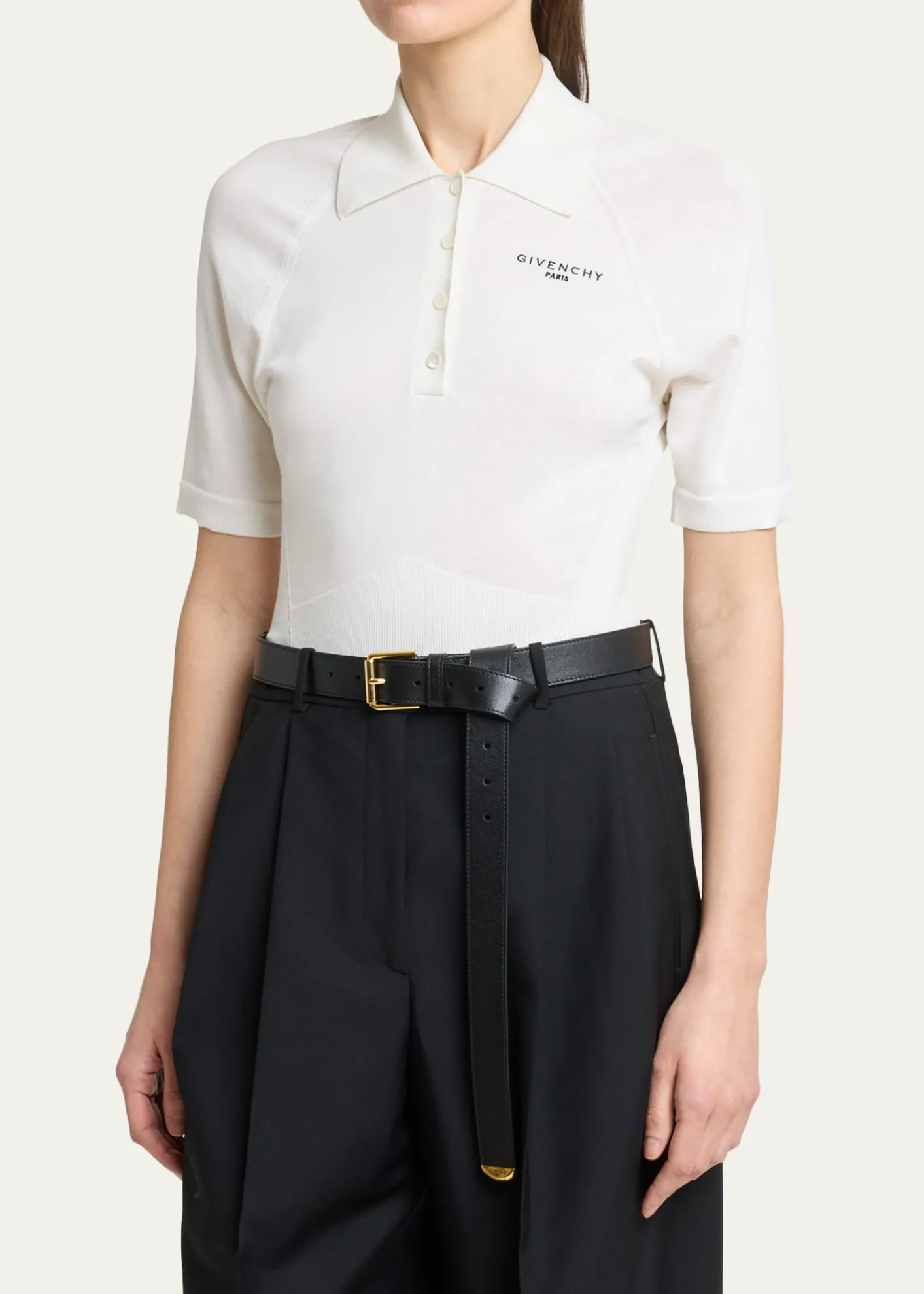 GivenchyCropped Short-Sleeve Polo Shirt