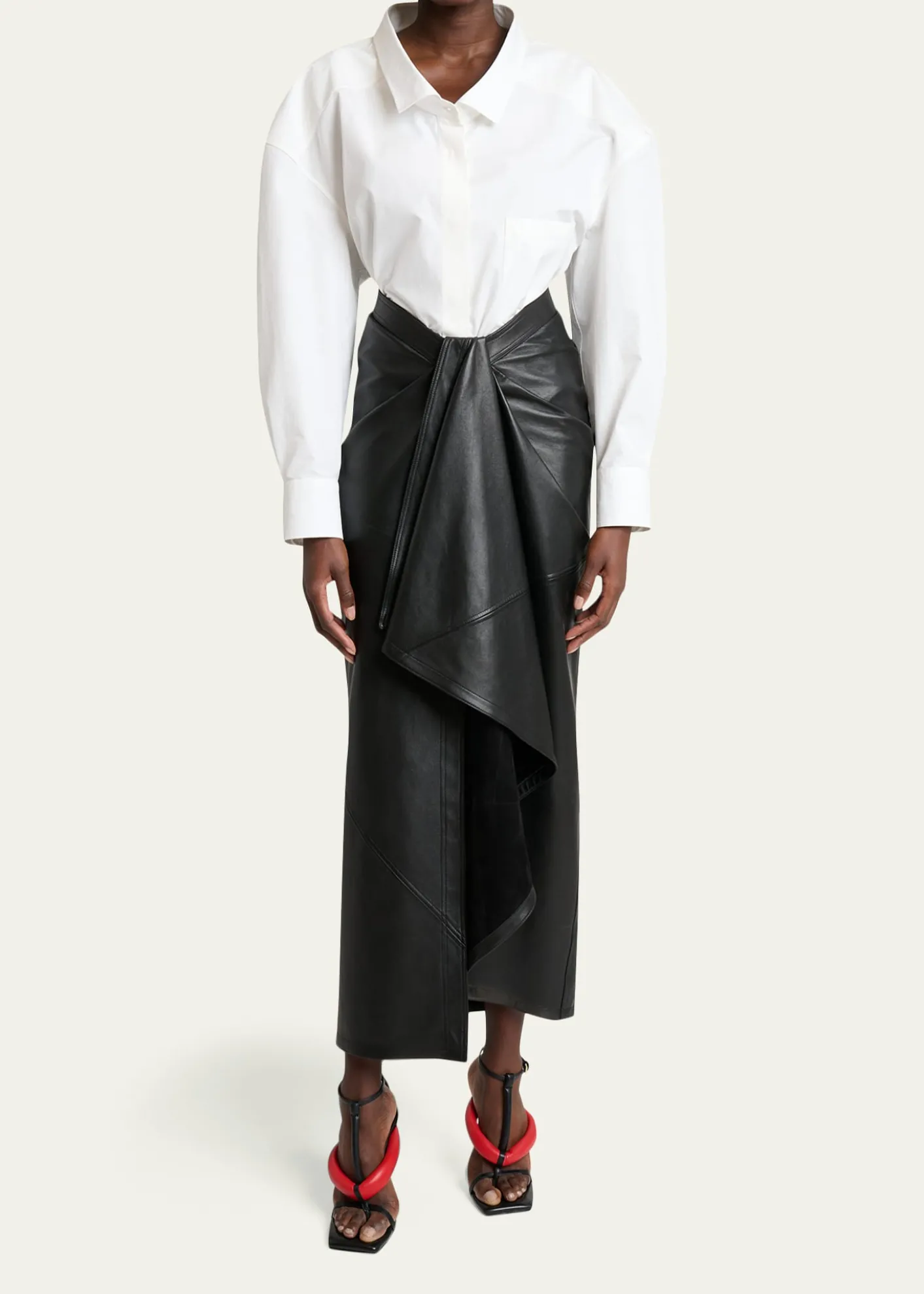 GivenchyDraped Leather Maxi Skirt