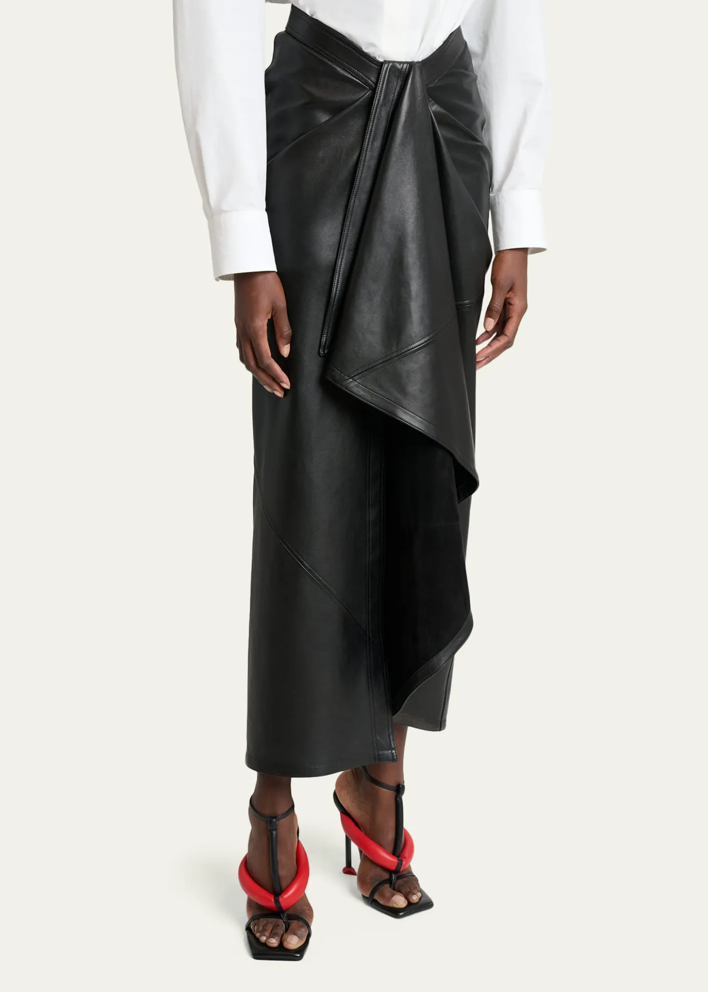 GivenchyDraped Leather Maxi Skirt