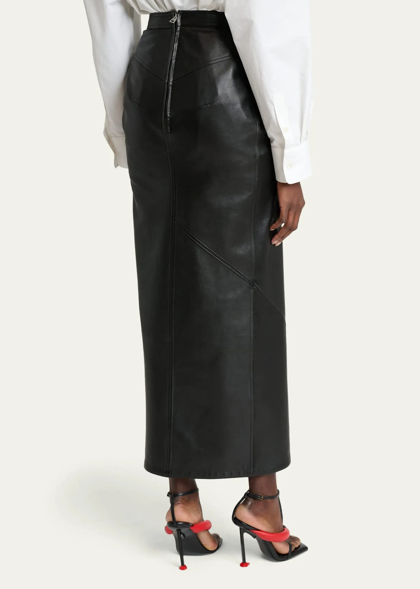 GivenchyDraped Leather Maxi Skirt