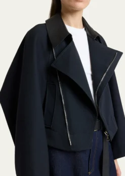 GivenchyLeather-Collar A-Line Cocoon Coat