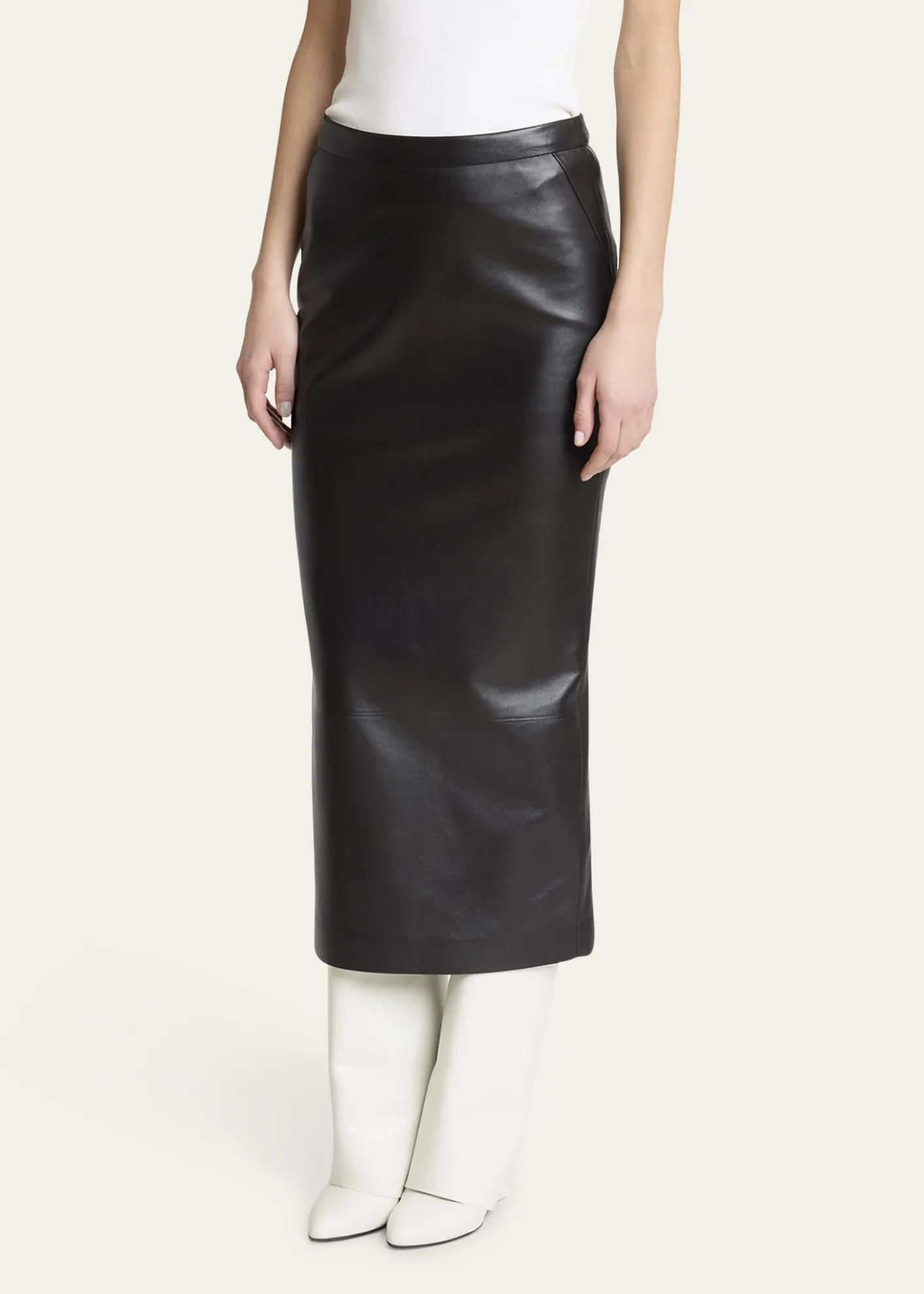 GivenchyLeather Godet-Back Midi Pencil Skirt
