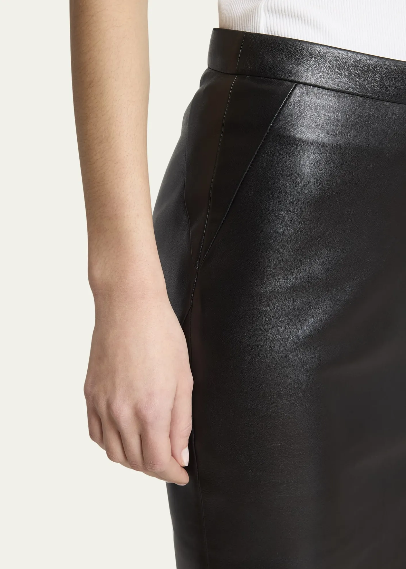 GivenchyLeather Godet-Back Midi Pencil Skirt