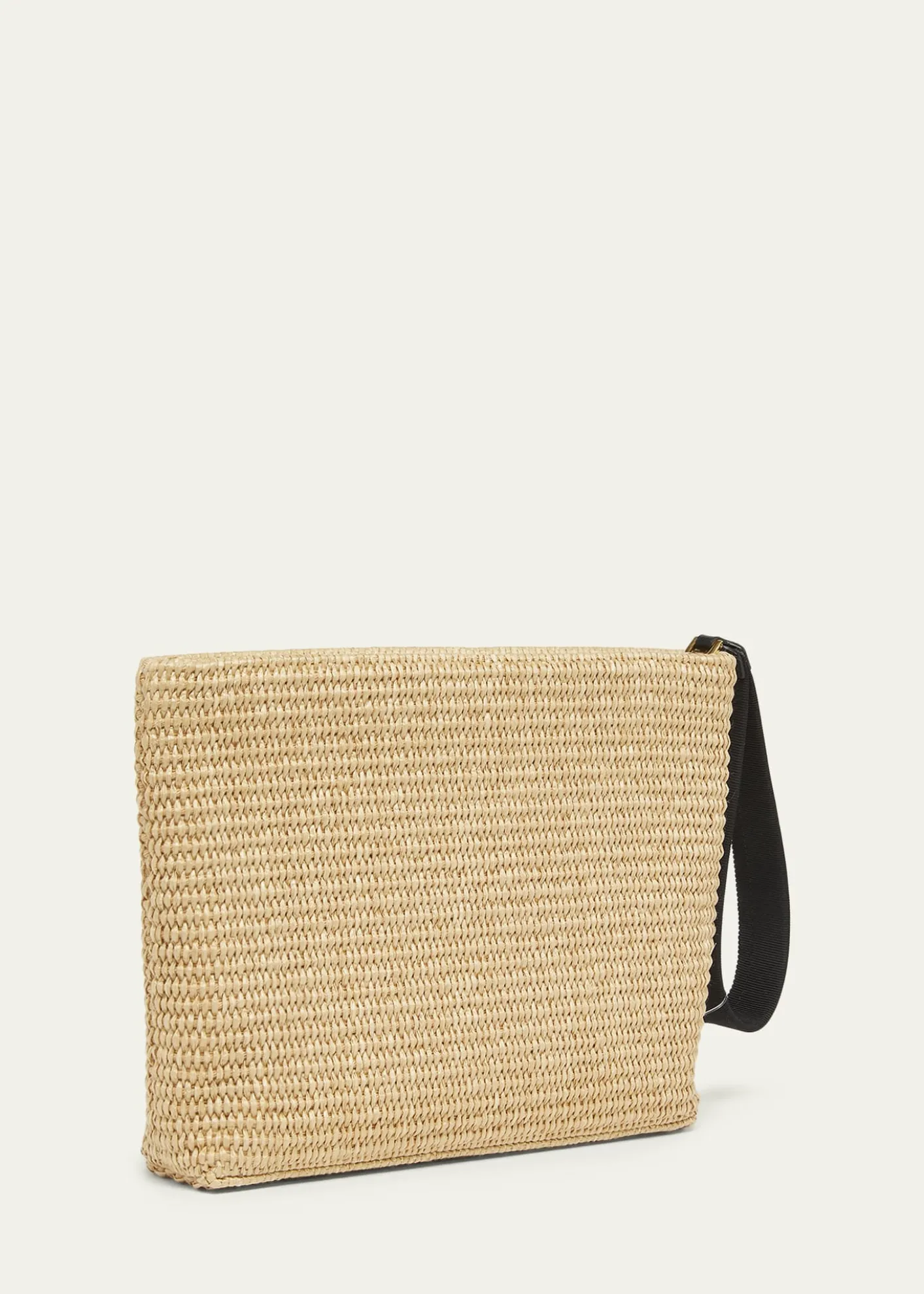 GivenchyLogo-Embroidered Pouch Bag in Faux Raffia