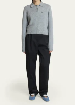 GivenchyLogo Embroidered Wool-Cashmere Polo Sweater