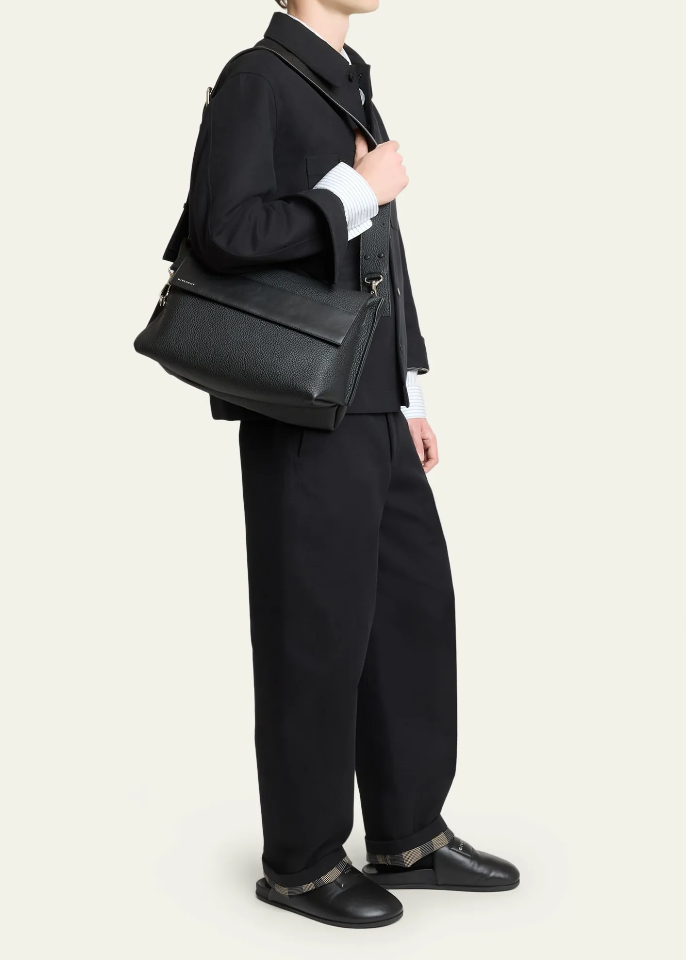 GivenchyMen's Leather Flap-Top Crossbody Bag
