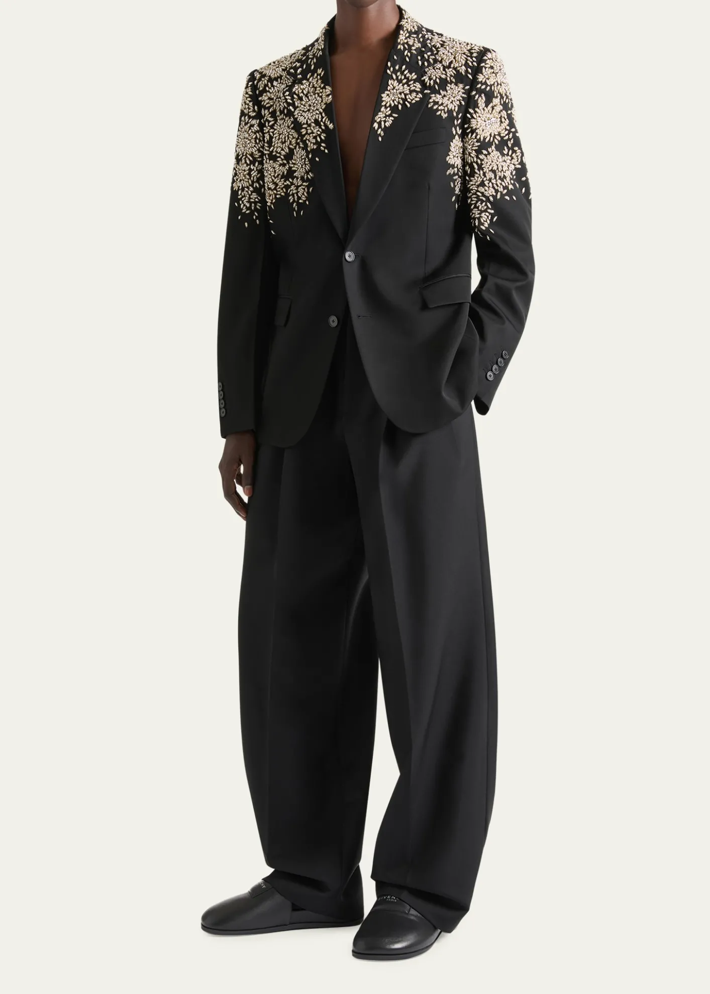 GivenchyMen's Double Pleated Wide-Leg Trousers