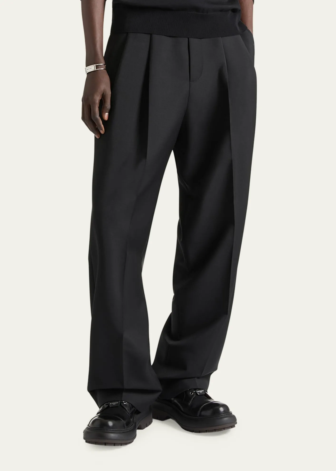 GivenchyMen's Double Pleated Wide-Leg Trousers