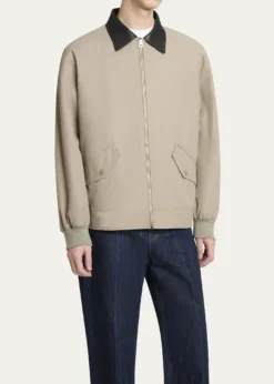 GivenchyMen's Harrington Jacket w/ Leather Coilar