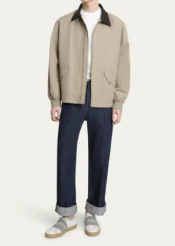 GivenchyMen's Harrington Jacket w/ Leather Coilar