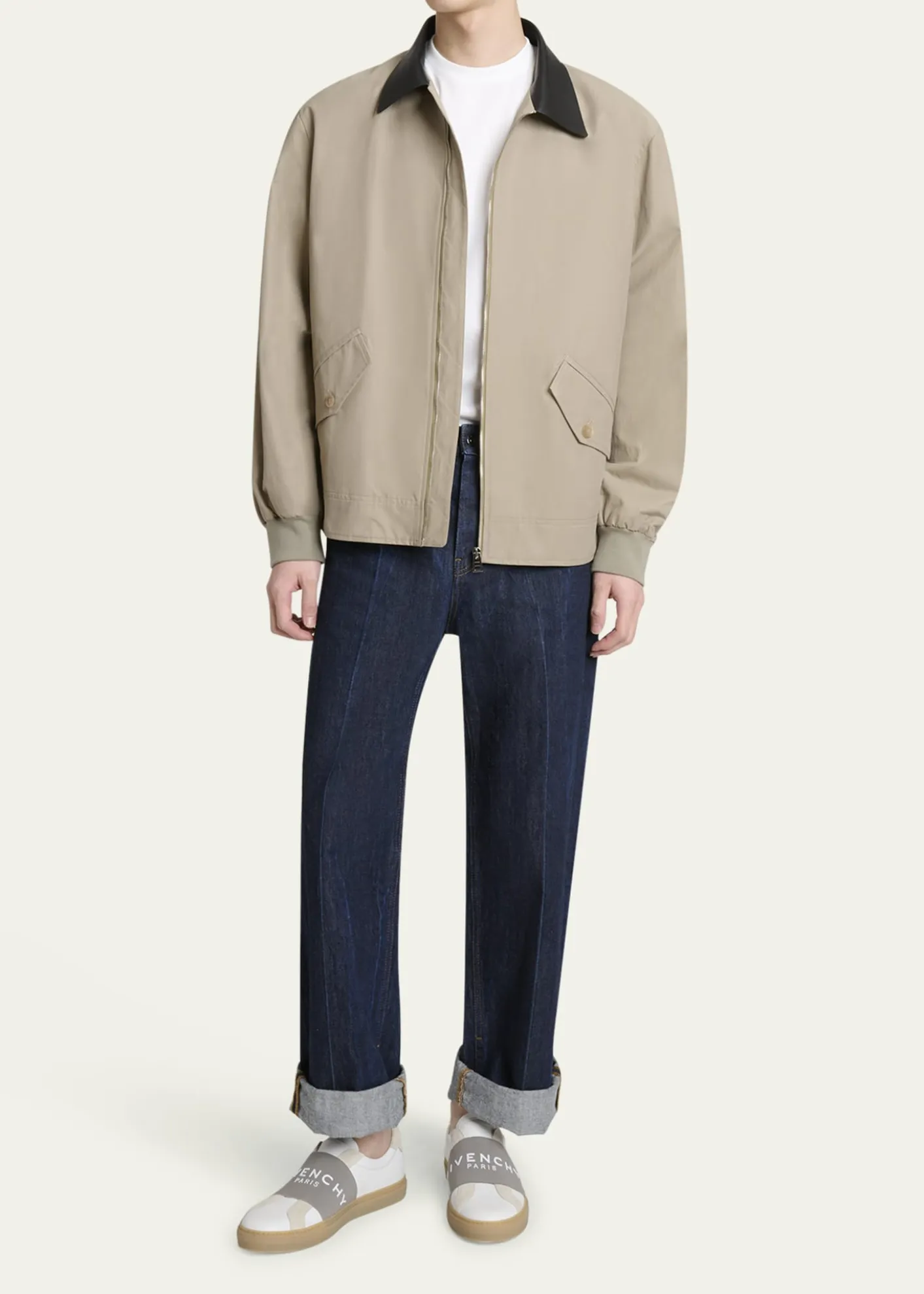 GivenchyMen's Harrington Jacket w/ Leather Coilar