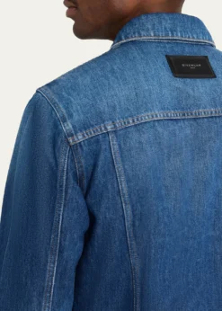 GivenchyMen's Medium Blue Denim Jacket with Leather Label