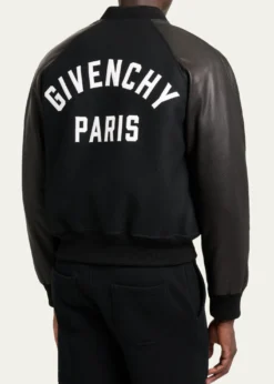 GivenchyMen's Mixed Material Wool and Leather Bomber Jacket