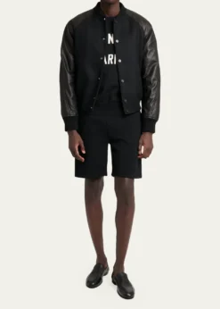 GivenchyMen's Mixed Material Wool and Leather Bomber Jacket