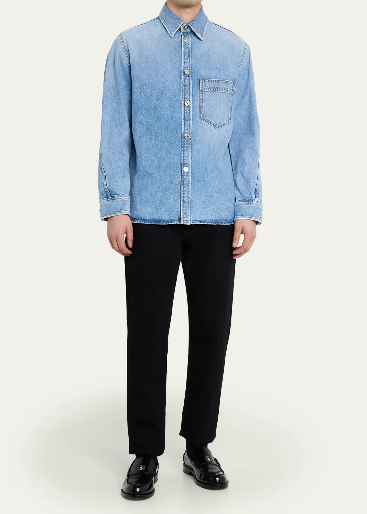 GivenchyMen's Stone-Washed Denim Shirt