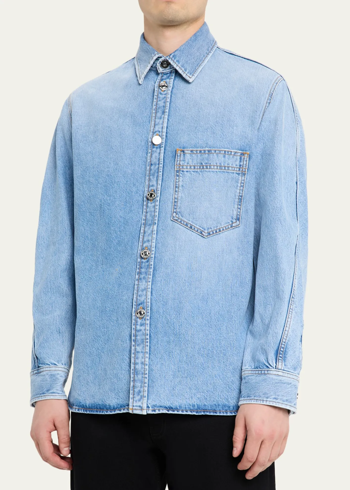 GivenchyMen's Stone-Washed Denim Shirt