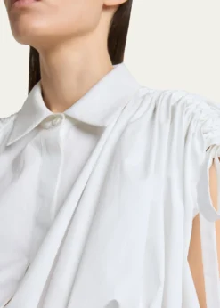 GivenchyRuched Cotton-Poplin Crop Collared Bubble Shirt