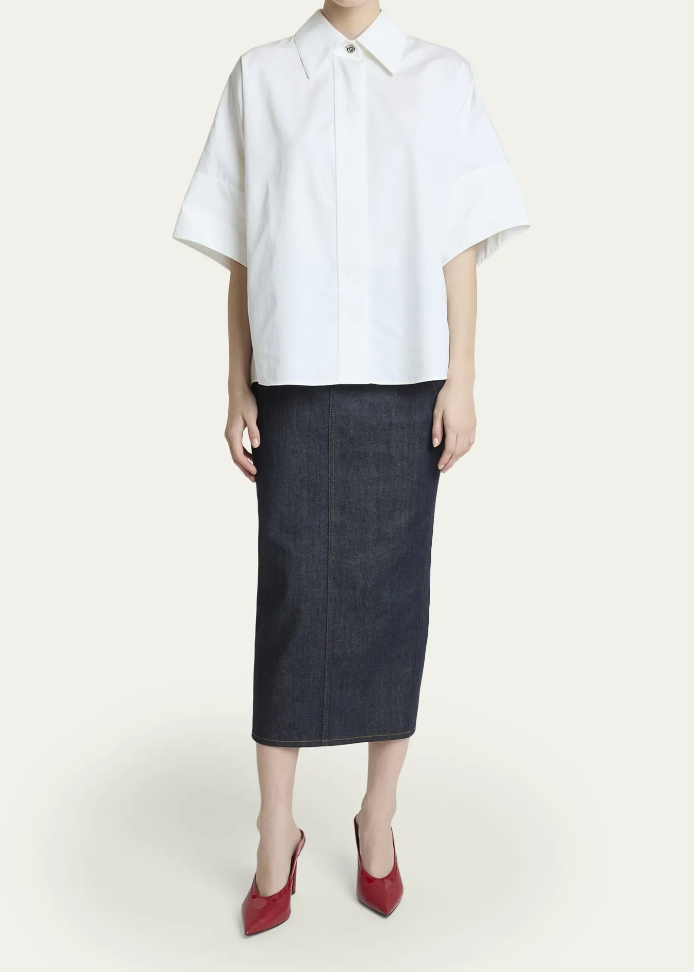 GivenchyShort-Sleeve Cotton Poplin Button-Down Shirt
