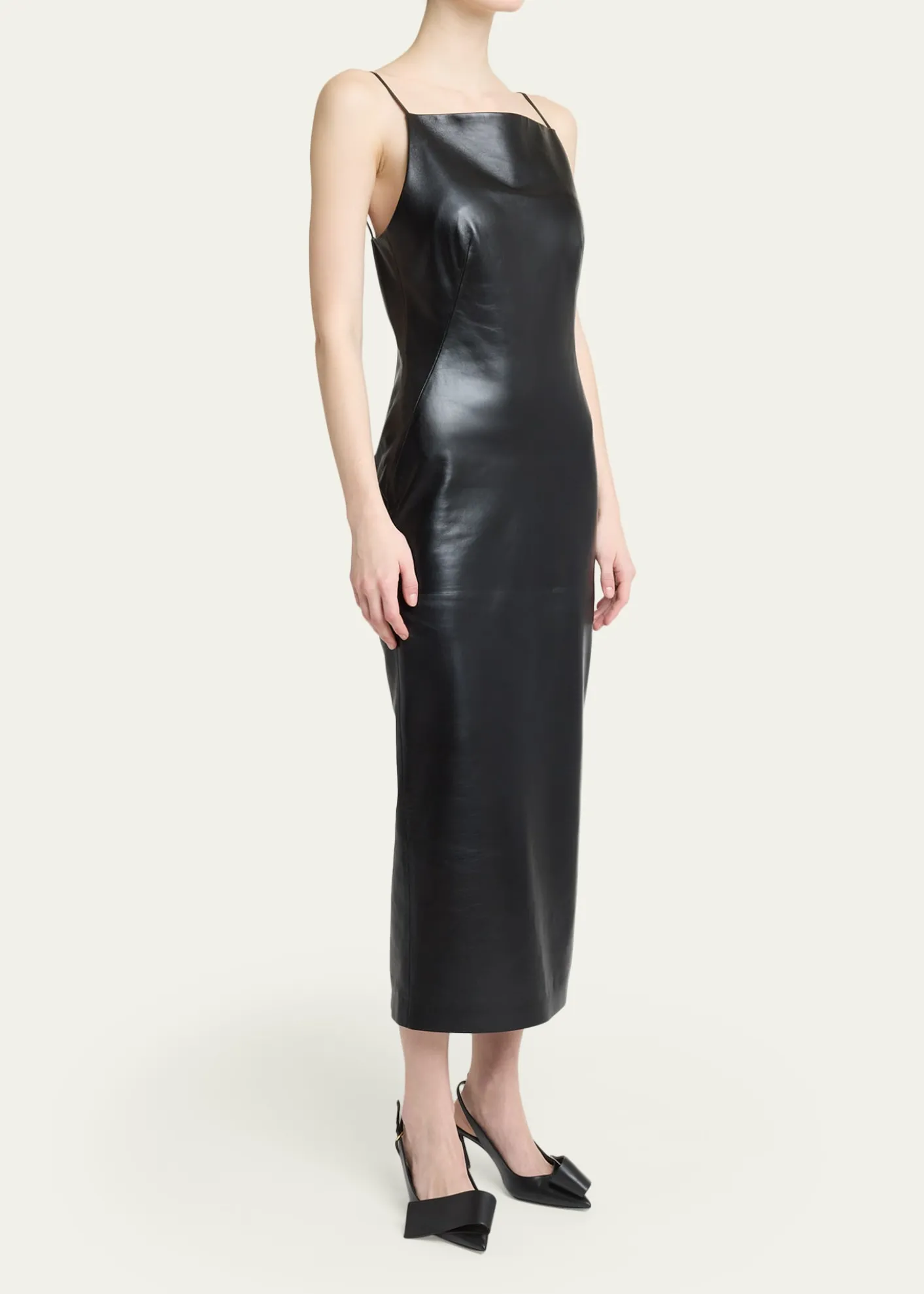 GivenchySliced Midi Leather Dress