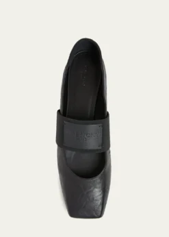 GivenchySliced Square Textured Leather Square-Toe Ballerina Flats
