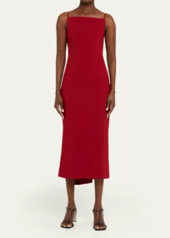 GivenchySquare-Neck Sleeveless Midi Dress