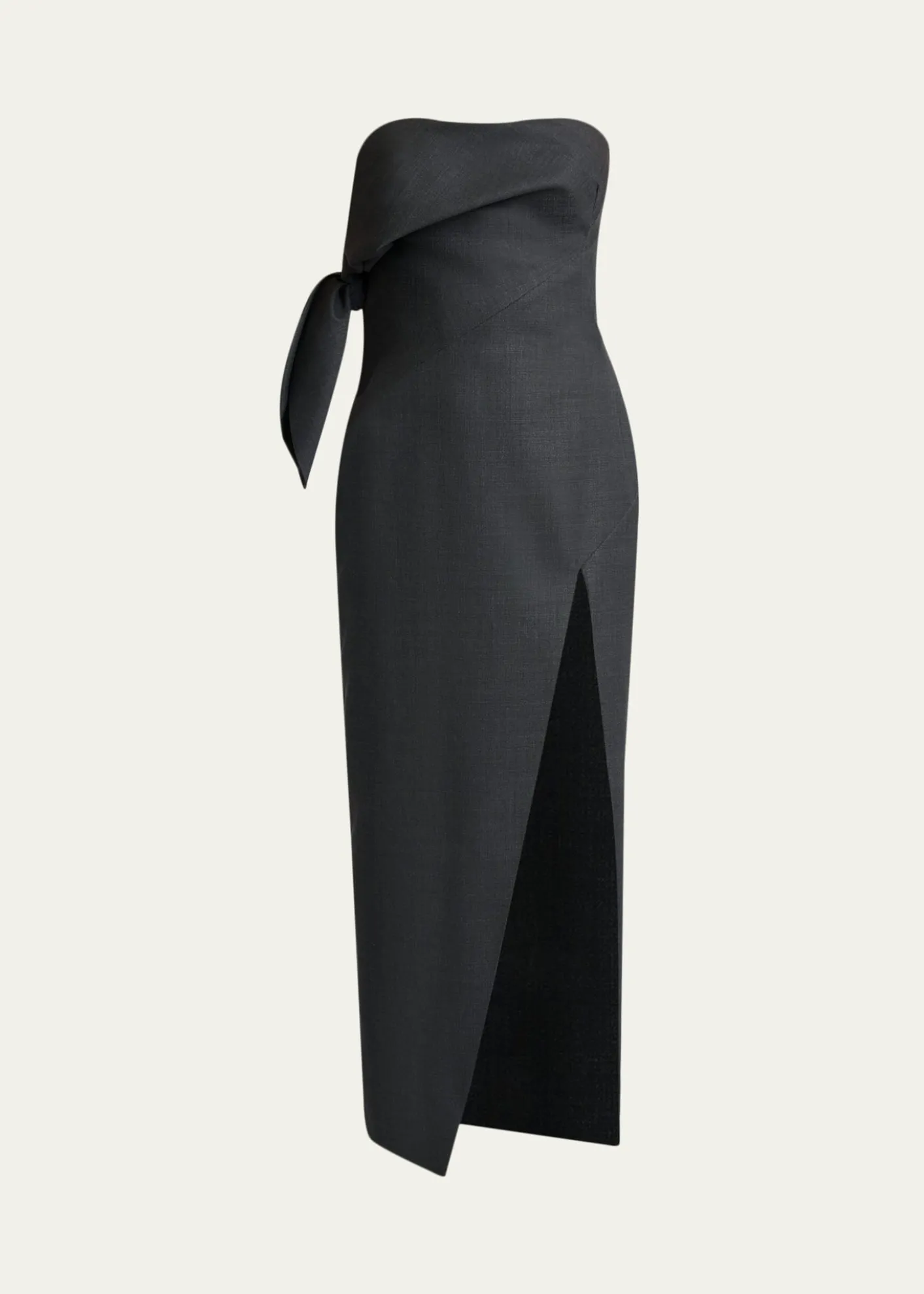 GivenchyStrapless Bow Bustier Slit Midi Dress