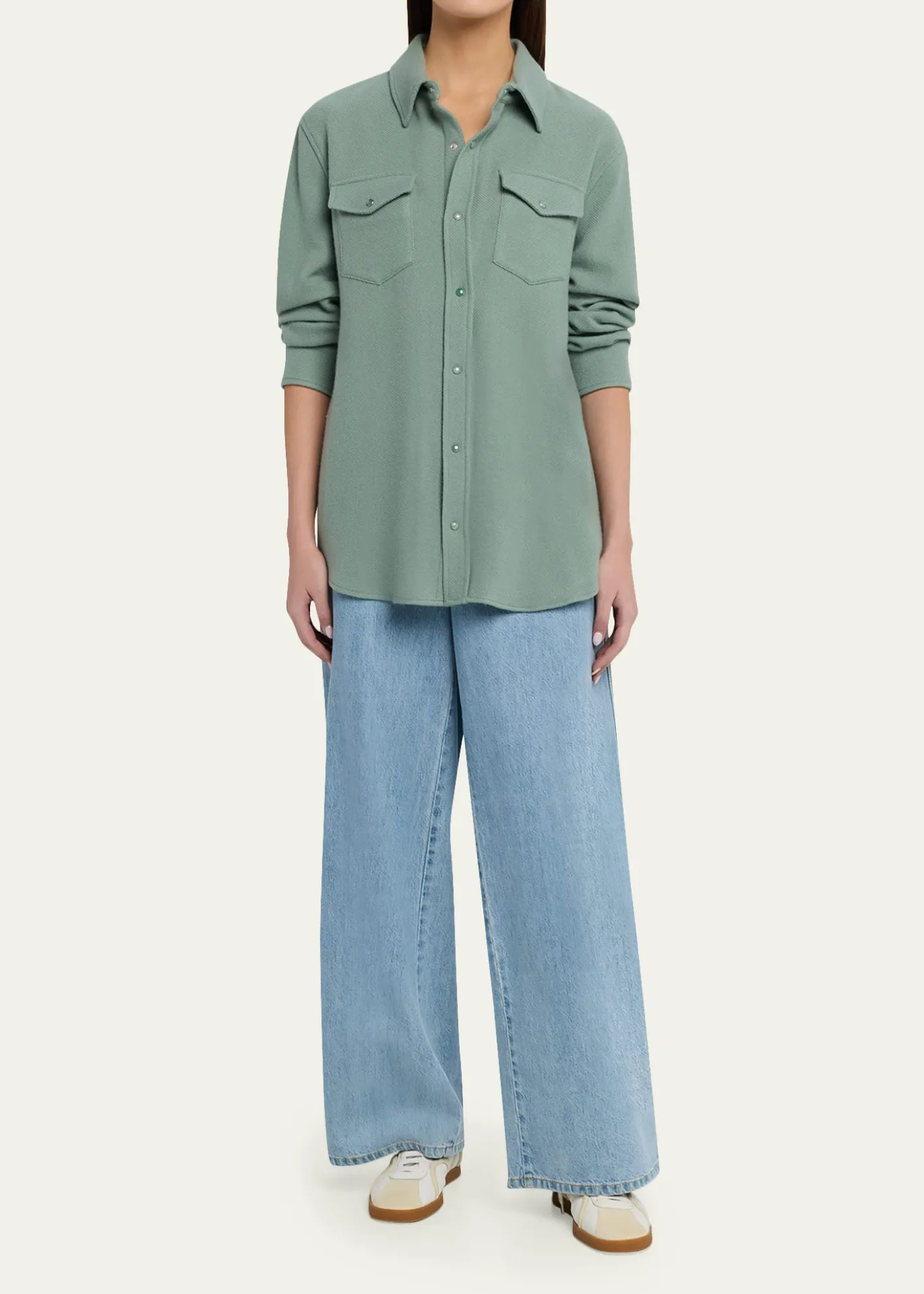 God's True CashmereCashmere Button-Front Shirt