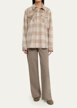 God's True CashmereChampagne Tartan Button-Front Cashmere Shirt