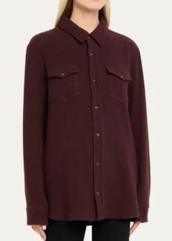 God's True CashmereClaret Solid Cashmere Button-Down Shirt