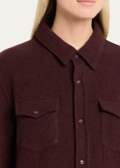 God's True CashmereClaret Solid Cashmere Button-Down Shirt