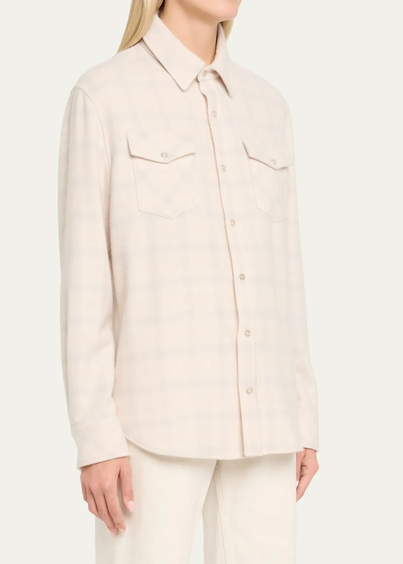 God's True CashmereClarity Ombre Plaid Cashmere Flannel Shirt