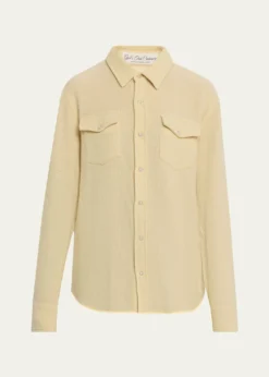 God's True CashmereDaffodil Solid Cashmere Button-Front Shirt