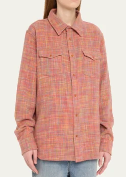 God's True CashmereFlower Space Dye Tartan Cashmere Shirt Jacket