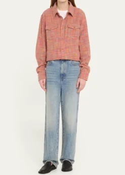 God's True CashmereFlower Space Dye Tartan Cashmere Shirt Jacket