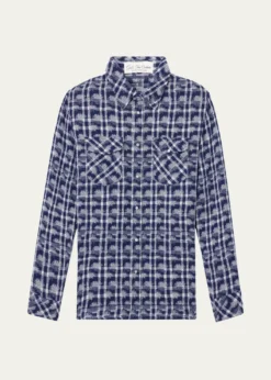 God's True CashmereShibori Plaid Cashmere Sport Shirt