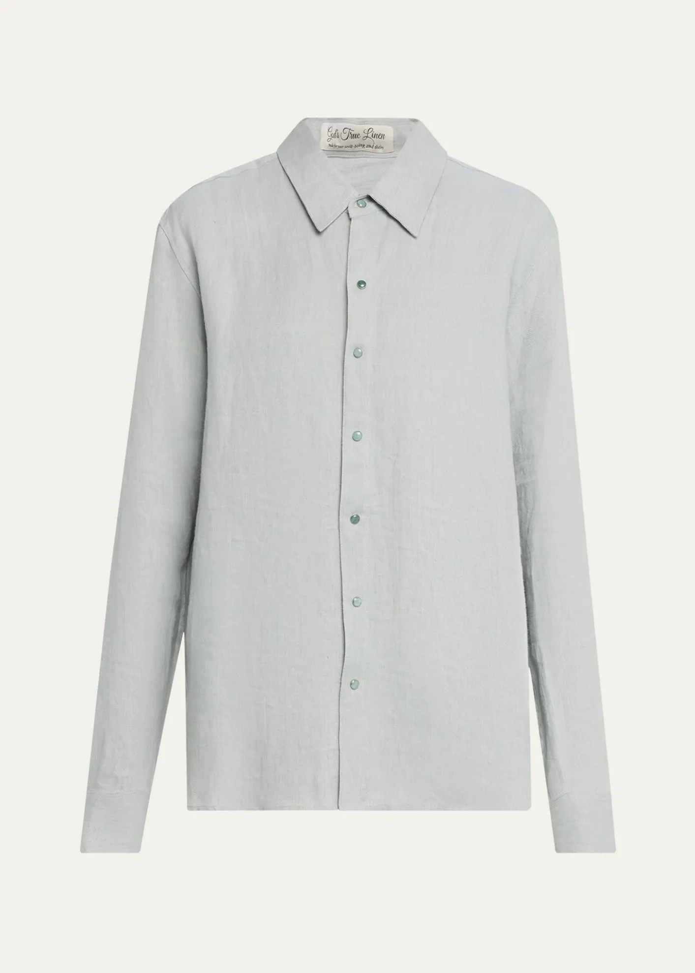 God's True CashmereSilver Solid Linen Button-Front Shirt
