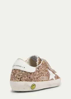 Golden GooseGirl's Old School Glitter and Leather Dual-Grip Sneakers, Baby/Toddler