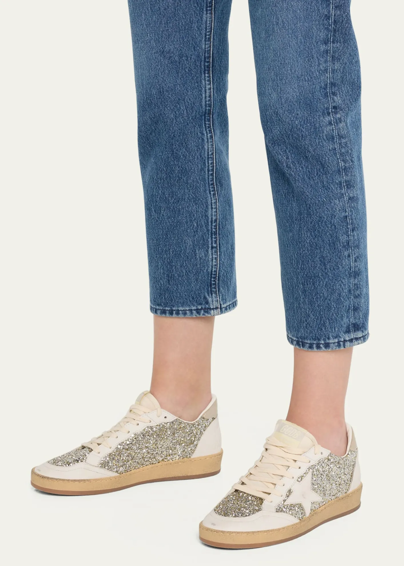 Golden GooseBall Star Glitter Leather Low-Top Sneakers