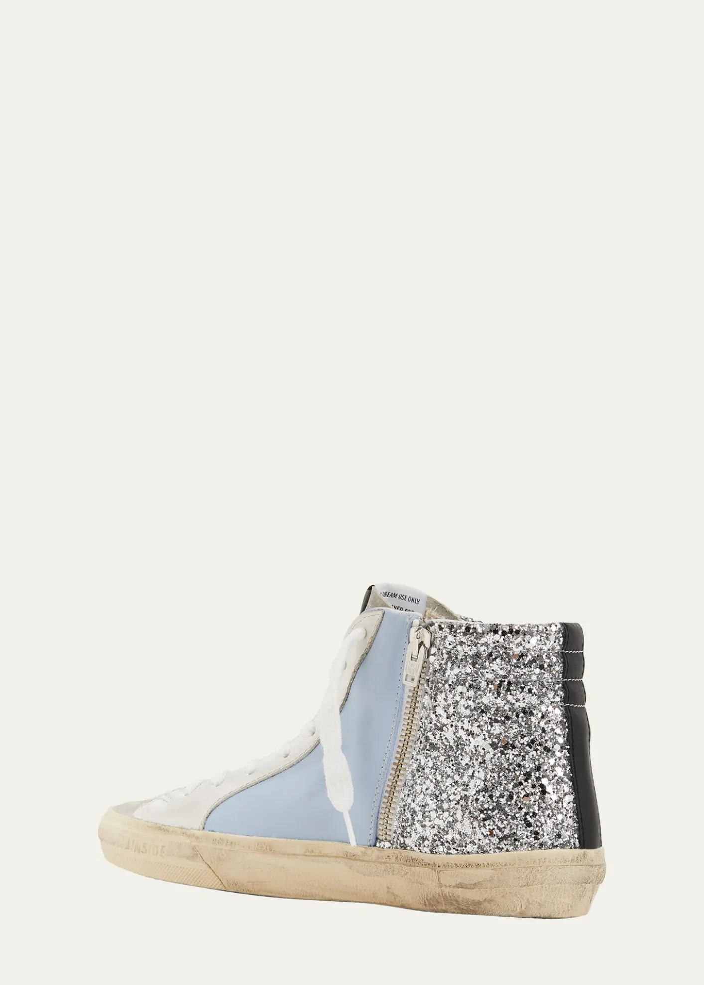Golden GooseSlide Mid-Top Glitter Leather Sneakers